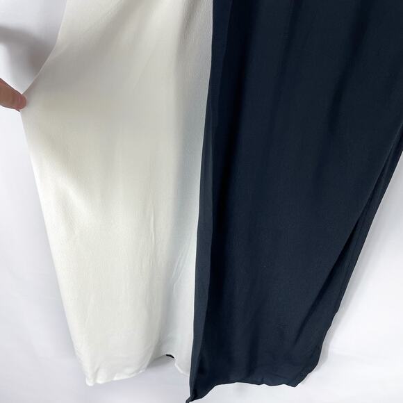 Equipment Galane Midi Dress Black White Colorblock Sleeveless V-Neck Sz 2 - Picture 11 of 13